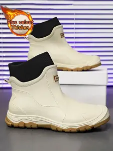 Outdoor Couple Winter Rain Boots, Large Size Fleece Lined Lightweight Anti-Slip, Fishing Kitchen Activities All-Round Fashion Choice