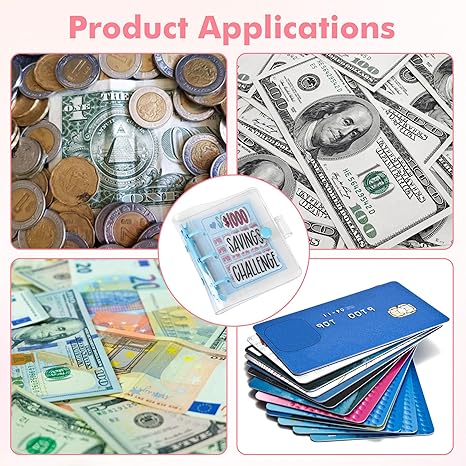 Mini Blue $1000 Savings Challenge Binder with 25 Cash Stuffing Envelopes, Portable Personal Budget Planner Tool for Finance Beginners multi-purpose