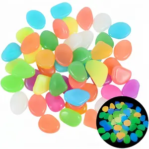 [500pcs] Glow in the Dark Pebbles Luminous Stones Colorful Glowing Rocks for Aquarium Decor Fish Tank Accessories Outdoor Garden Landscaping Yard Walkway Driveway Path Glowing Gravel Resin Pebbles Potted Plants Decor Multicolor Pack Gifts