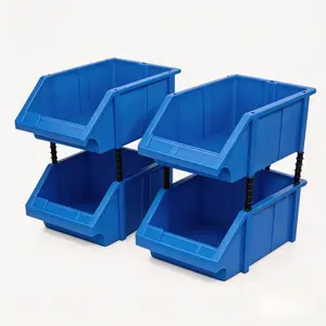 4-Pack Thickened Slanted Parts Boxes Set, Stackable Plastic Storage Bins, Screw Hardware Tool Garage Workshop Use, Organize Efficiently
