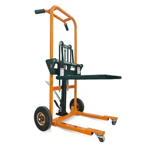 Manual Hydraulic Lift Cart 480LB Capacity, 35 Inch Lift, Portable Material Handling Truck with Steel Platform & Locking Wheels