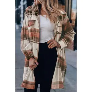 Pocketed Plaid Collared Neck Shacket