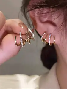 1 Pair Four-Claw Diamond Earrings, Super Sparkly & Symmetrical Design, Simple Niche Commuter Earrings, Suitable for Daily Wear