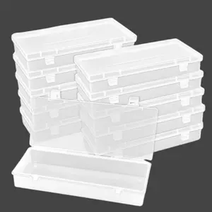 10Pack Rectangular Clear Plastic Storage Containers Box with Hinged Lid for Beads and Other Small Craft Items (6.2x2.5x1.2inch) - Home Improvement.