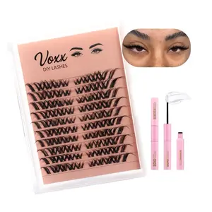 VOXX DIY-Lash Clusters 10-18mm Cat Eyes Pre-Mapped Reusable C Curl Lash Extensions Kit with Bond Sealant & Remover for Natural Wispy Finish - Cosmetic