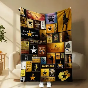 Hamilton Quotes Collage Flannel Blanket, Cozy Soft Throw for Sofa Bed Travel Office, All Season Warm Blanket, Broadway Musical Gift