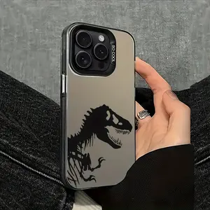 Electroplated Cartoon Dinosaur Creative New Phone Case, Suitable for iPhone 16/15/14/12/X/XS/Pro/Pro Max/Plus 17 Air Phone Case, Shockproof Full Protection Phone Case, Gift for Yourself and Friends Family Holiday CY02