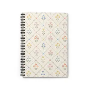 Vintage Floral Tile Pattern Spiral Notebook | Ruled Journal