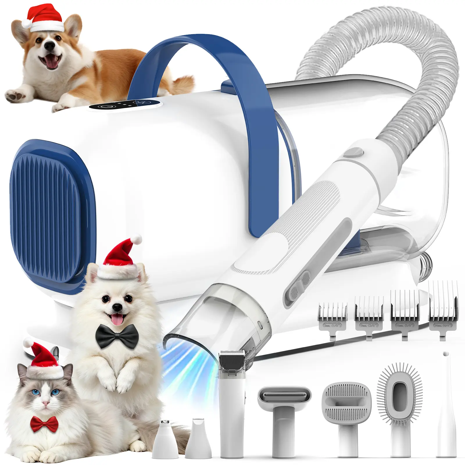 AIRROBO GP04Plus Dog Grooming Kit, 7 Grooming Tools, Pet Grooming Vacuum, Dog Clippers Kit, Low noise