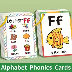 54 English Pronunciation Learning Cards, Colorful Letter Sounds & Phonics, Kids Early Literacy Gift, Fun Illustrations, Durable Paper Material, Flashcards Learning Alphabet