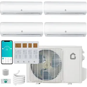 4 Zone 35000 BTU 9K 12K 12K 12K Mini Split ACHeating System 20 SEER2 Dual Zone Ductless Wall Mounted Air Conditioner with Pre-Charged Condenser Heat Pump Compatible with Alexa Low Noise 208-230V