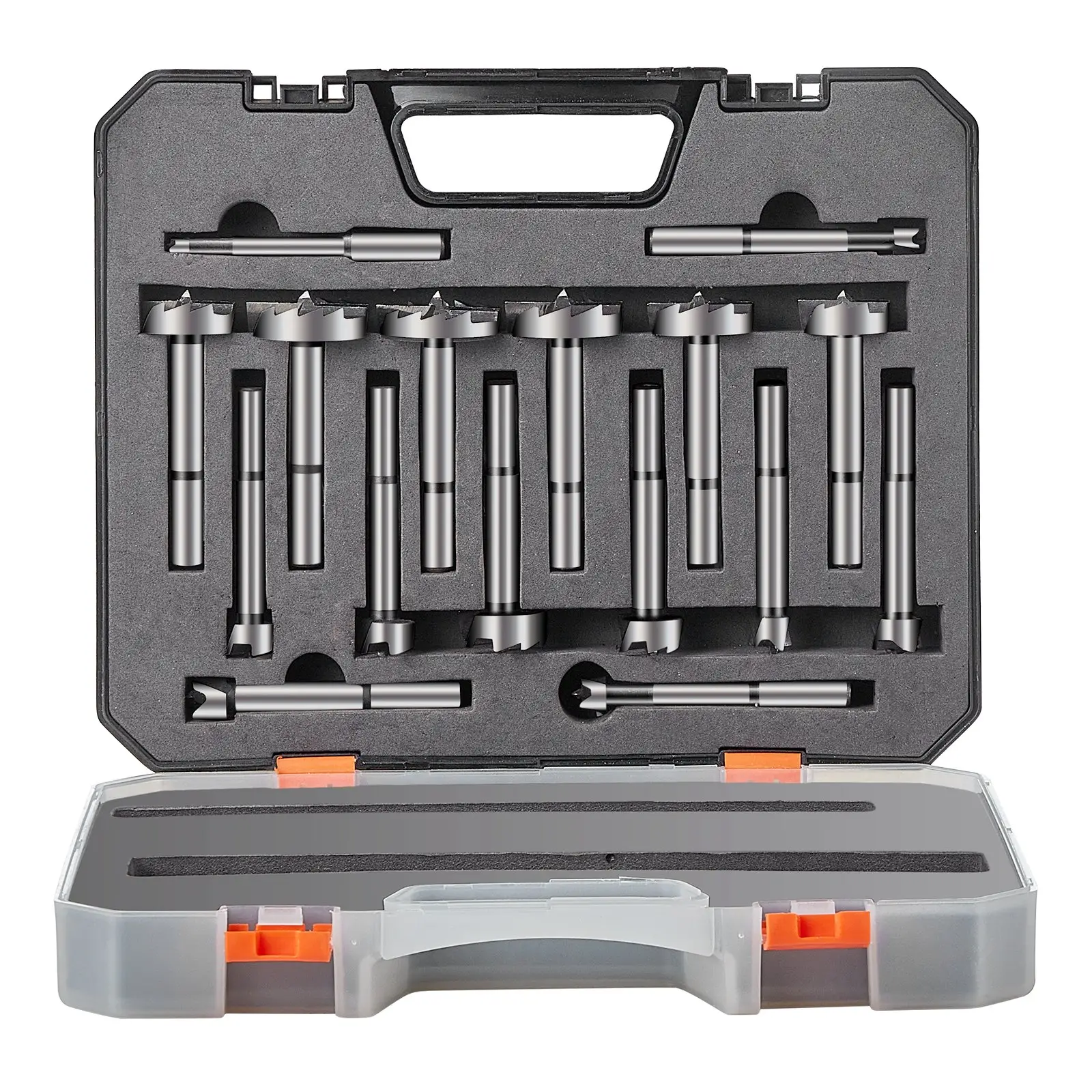 VEVOR Forstner Drill Bit Set for Woodworking 16 Pcs, 1/4" to 1-5/8", Carbon Steel, with Universal Round Shank, Forstner Drill Bit for Wood and Composi