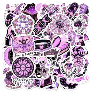 50 Purple Gothic Graffiti Stickers, Suitable for Scrapbooks, Diaries, Laptops, Water Bottles, Cars, and Other Faith-based Designs—gifts with Positive Messages.