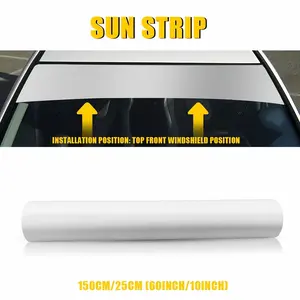 Customizable Matte White & Red Car Windshield Sun Visor - 60x10" Vinyl Decal Strip, UV Protection, Strong Adhesion, Weather-Resistant