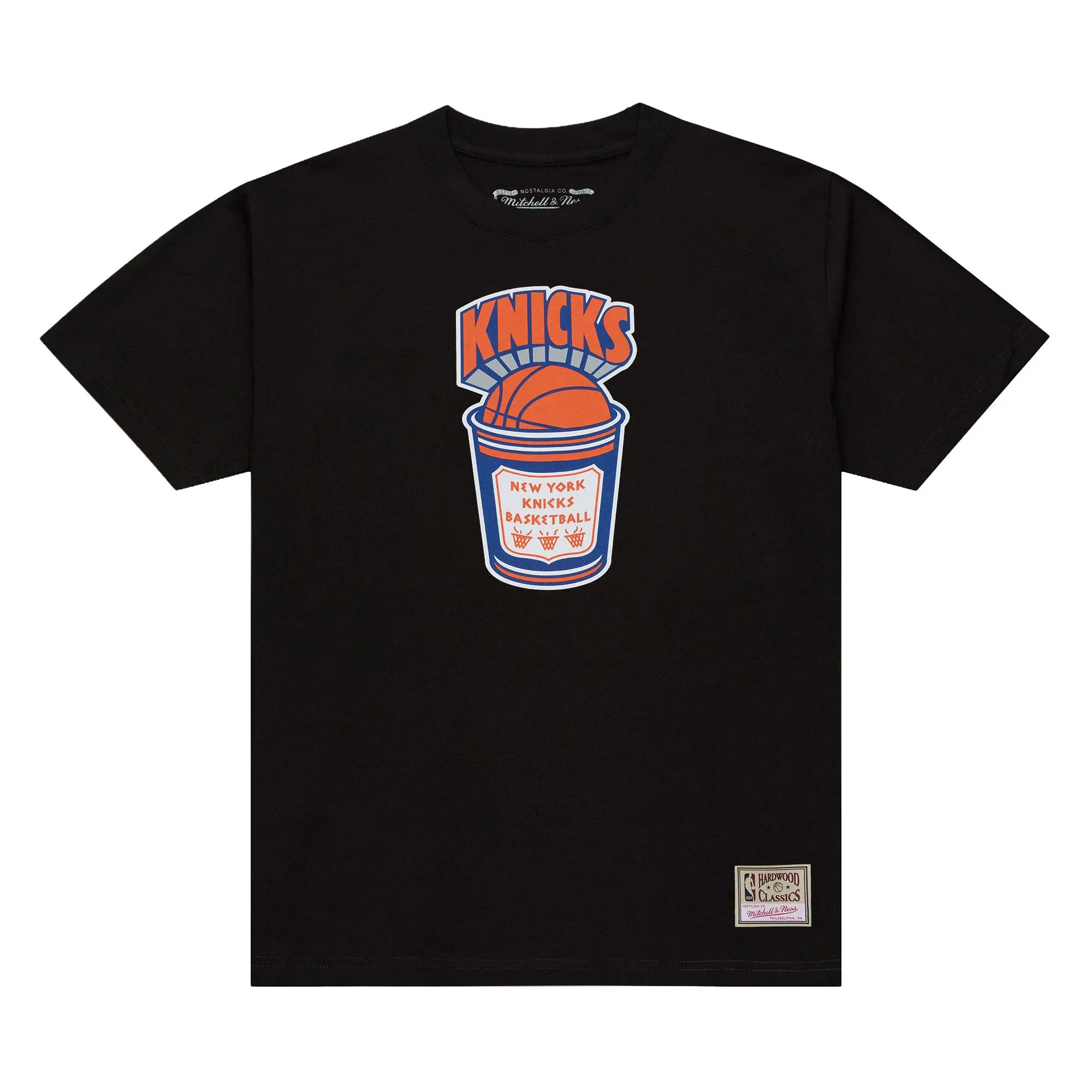 New York Knicks Black Hardwood Classics Coffee T-Shirt - Vintage NBA Graphic Tee, Mitchell & Ness New York Knicks Black Hardwood Classics Coffee T-Shirt - Vintage NBA Graphic Tee, Mitchell & Ness