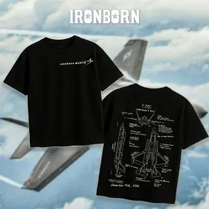 IRONBORN F-35 Lightning II Blueprint T-Shirt/Hoodie Vintage Lockheed Martin Graphic Tee Military Enthusiast Streetwear Clothing Gift for Men Breathable Printing