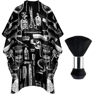 Hair  Cape Kit,Professional Barber Cape with  Duster Brush for Adults  Hairdressing Salon Cape with Adjustable Closure Snap Salon Barber Supplies