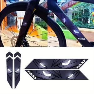 4-Piece set of anime eye bicycle stickers, suitable for road bicycle downtube (two pieces) + self-adhesive no-residue stamped