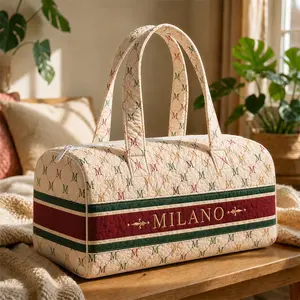MILANO Luxury Quilted Weekender Bag for Women, Vintage Monogram Travel Duffle, Elegant Carry On Overnight Tote, Old Money Aesthetic Bag