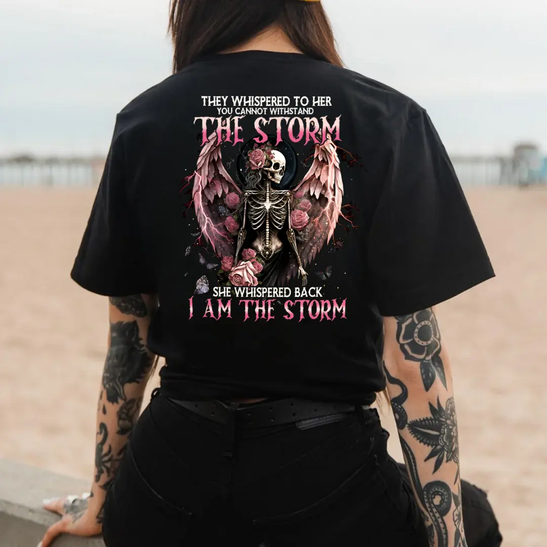 I Am The Storm Angel Skeleton Shirt for Women – Gothic Skull Wings Graphic Pullover, Skeleton Angel Wings Graphic, Gothic Skull Aesthetic, Empowering Bad Girl Pullover,mechanic