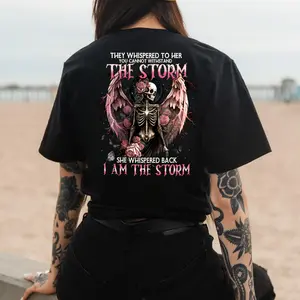I Am The Storm Angel Skeleton Shirt for Women – Gothic Skull Wings Graphic Pullover, Skeleton Angel Wings Graphic, Gothic Skull Aesthetic, Empowering Bad Girl Pullover