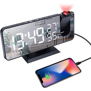 LED Projection Digital Alarm Clock Phone Charger