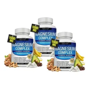 3pc-Toplux Nutritional Magnesium Complex Tablets 1000mg, Highly Absorbable Multi-Magnesium Supplement Capsules, Health Dietary Edible Fitness Vitamin Mineral Optimum