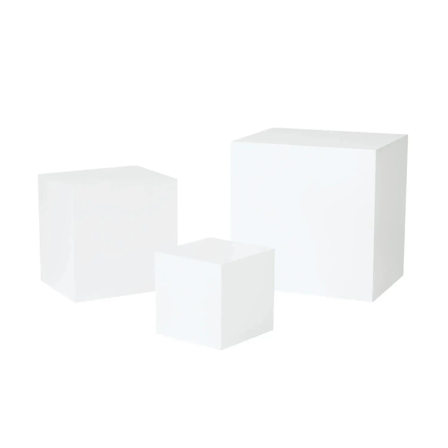 4" - 8" White Square Buffet Risers Tabletop Decoration Set - 3 Pc.