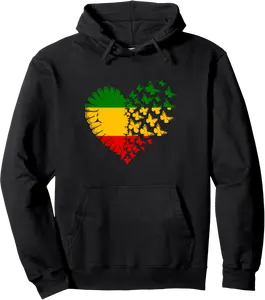 Rasta Reggae Heart Butterfly Rastafari Roots Jamaican Pullover Hoodie - Jamespatric Shop 68B0FF6Z5M8Q