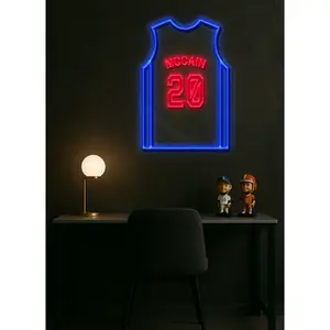 Mccain #20 LED Jersey Light with Remote Control USB Adapter & Wall Mount Kit Energy Efficient Acrylic Basketball Football Baseball Soccer Jersey