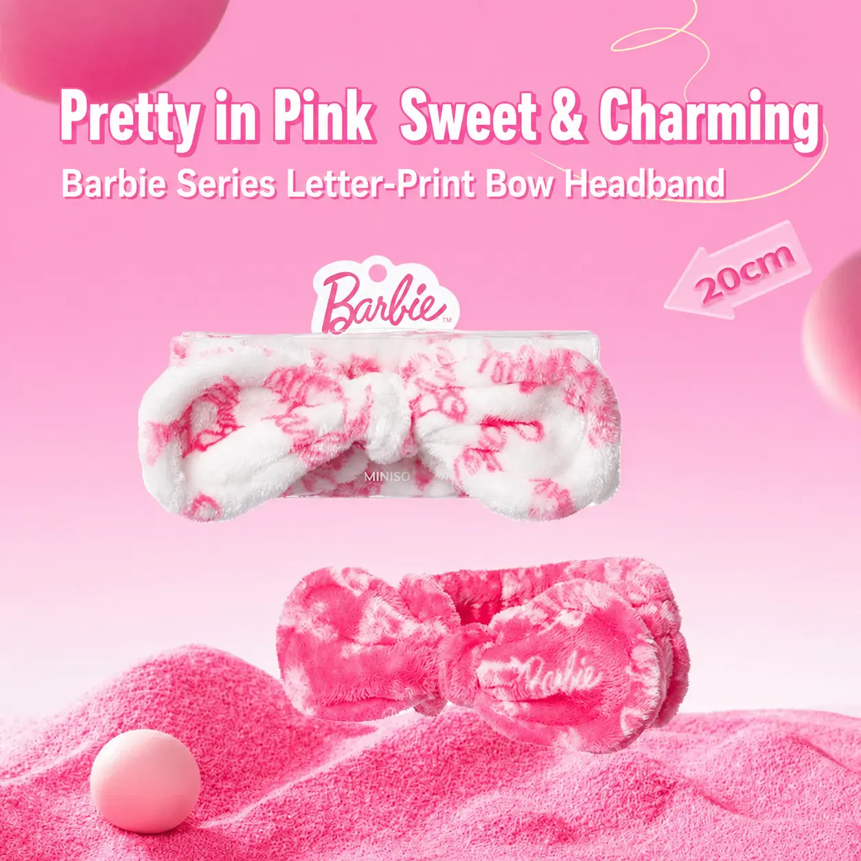 MINISO x Barbie Letter Print Hair Band | Cute Random Color Headband for Skincare, Makeup & Daily Hair Styling MINISO x Barbie Letter Print Hair Band | Cute Random Color Headband for Skincare, Makeup & Daily Hair Styling