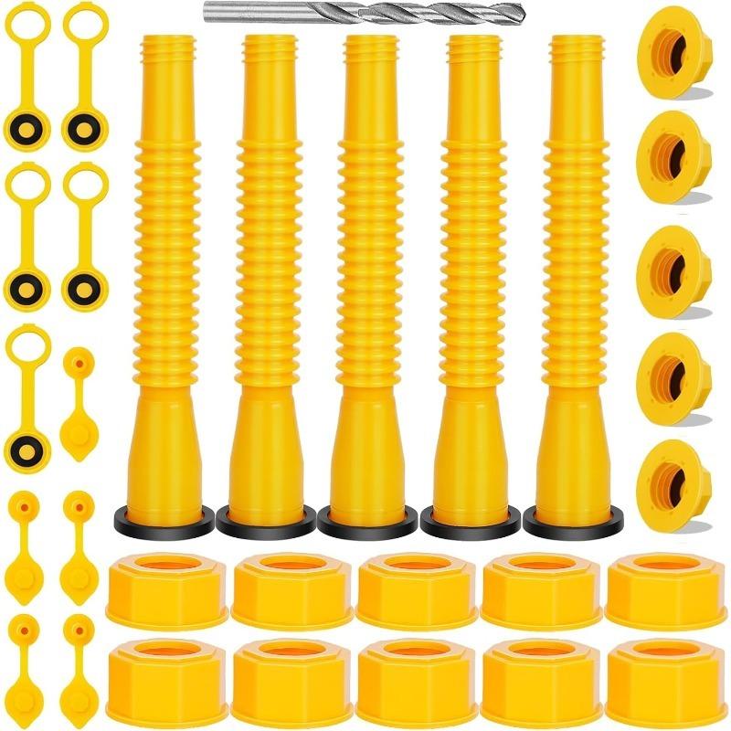 5 kit Yellow Gas Can Spout Replacement, Gas Can Nozzle, Flexible Pour Nozzle Suitable for Most 1/2/5/10 Gal Oil Cans, Fuel Can Spout Replacement with SCEPTER, MIDWEST, AMERI-CAN, PLASTIC EAGLE PG5 & KP SERIES