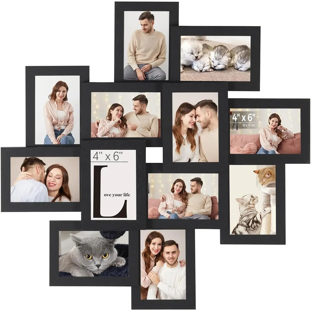 4x6 Collage Picture Frames, 12-Pack Photo Collage Frame for Wall Decor, Glass Front, Assembly Required, Ink Black
