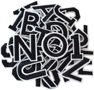 GUYI 72 Pieces Iron on Letters and Numbers Patches, Black Alphabet Embroidered Patch A-Z, Numbers 0-9 Applique for Clothes, Dress, Hat, Socks, Jeans, DIY Accessories