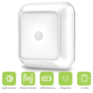 Square Motion-Sensing Cabinet & Stair Light (White / Cool White / Battery-Powered) | Infrared Motion Sensor | Battery-Operated: No Wiring, No Drilling Required | Versatile Use: Cabinets, Wardrobes, Stairs, Hallways, & Entryways