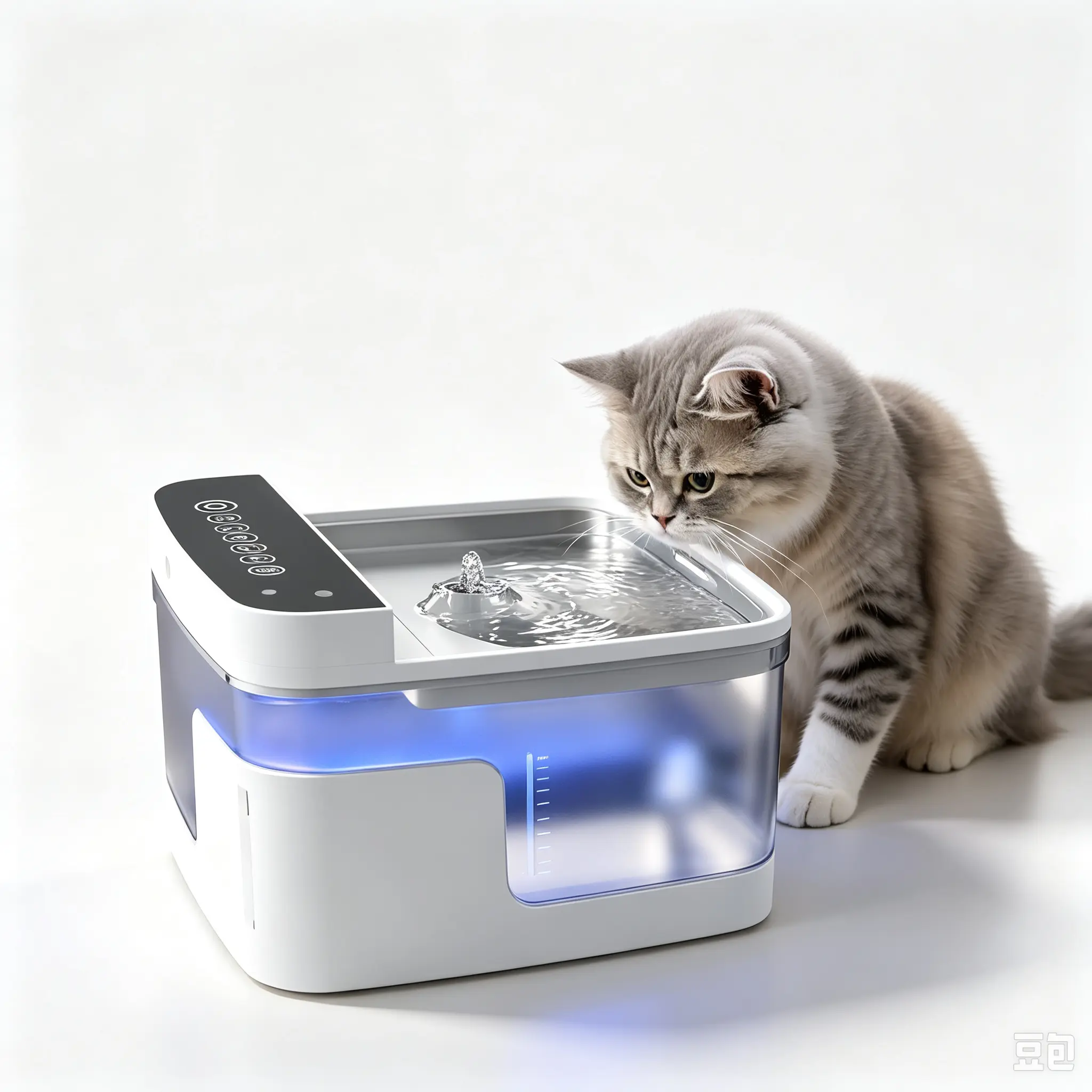 UV Sterilizing Cat Water Fountain, Translucent Automatic Pet Drinking Fountain with Visible Water Level