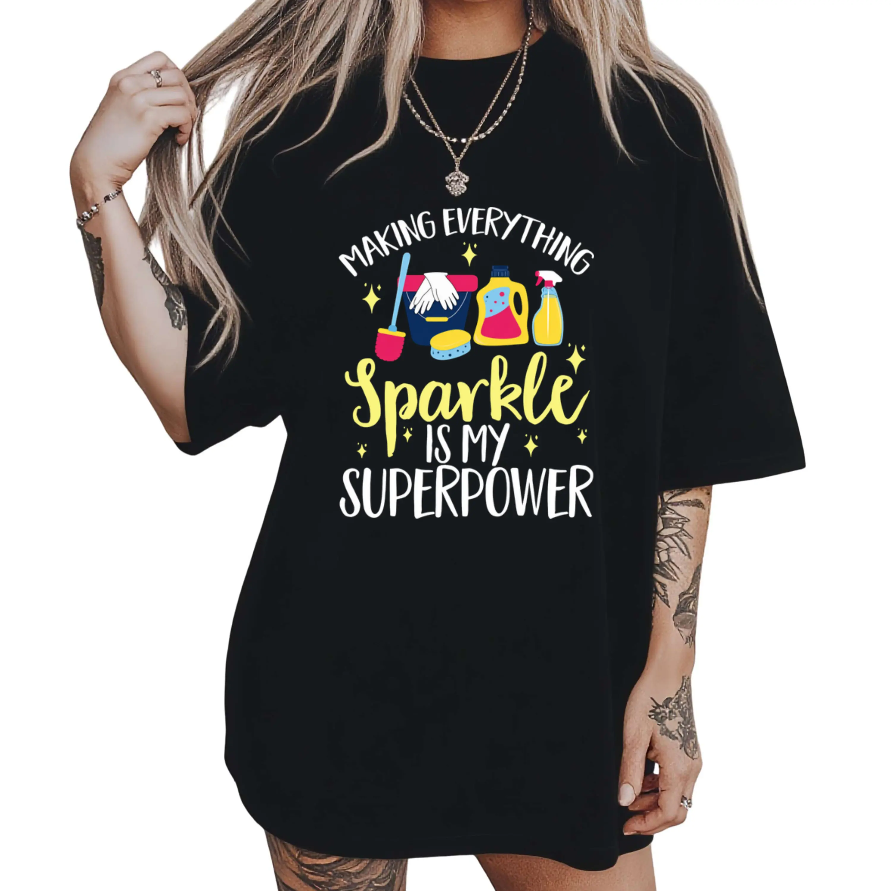 100% Short-Sleeve T-Shirt for Housekeepers, Suitable for Both Genders. Unisex Design for Summer 2026, Featuring a Printed Style