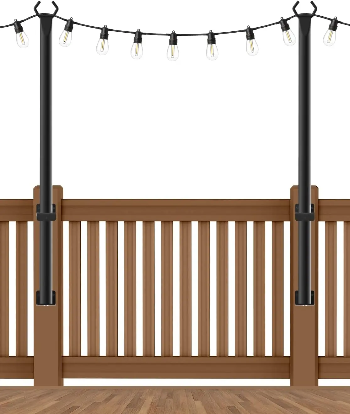 2 Pack 5Ft String Light Poles,Outside String Lights,Outdoor Light Poles,Metal Poles Stand for Patio,Backyard,Deck