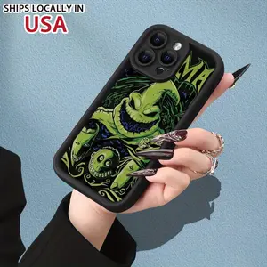 Shockproof Halloween Green Monster Phone Case for Iphone Models 11 to 16 Pro Max, X, And Xsmax. Soft Touch, Durable, And Dirt-Resistant, Making It a Great Gift for Easter. Screen Protector Cover