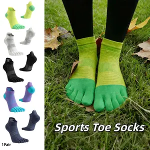 1Pair Unisex Toe Separator Socks, Five-Toe Design.Nylon Material, Moisture-Wicking And Breathable. Anatomical Heel, Suitable For Daily Wear And Sports,Toe Athletic Crew Socks For Men Women Running Mid-Calf Finger Socks Five Toe Design Sports Socks For Hik