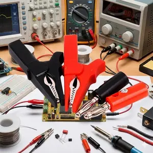 Professional 55mm Alligator Clips Set with Banana Plugs: High-Conductivity Copper Circuit Test Leads, Insulated Safety Multimeter Probes, Electrician Tools & DIY Electronic Repair Accessories