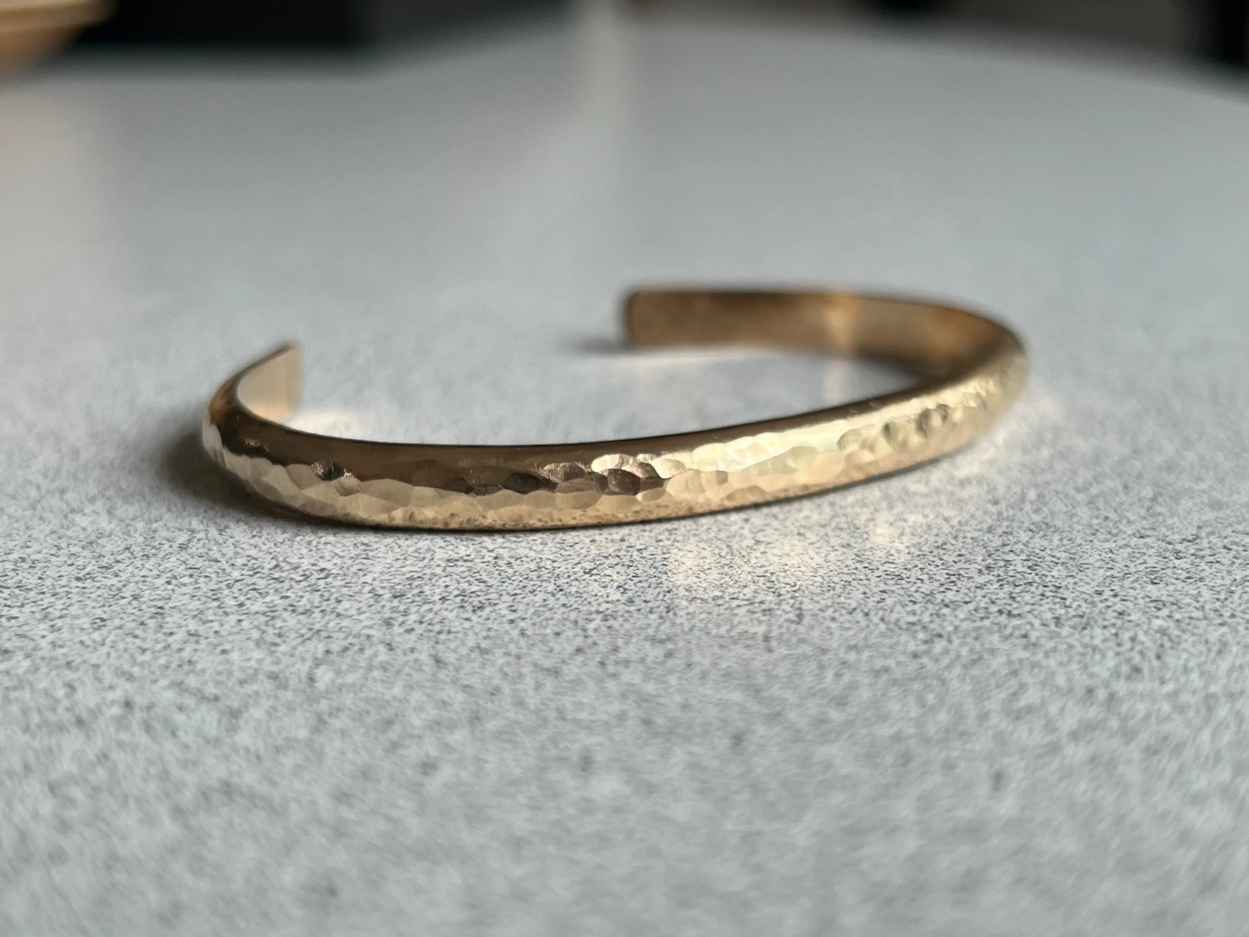 Handcrafted Thick Hammered 14K Gold Fill Cuff Bracelet – Made in California, Can Personalize