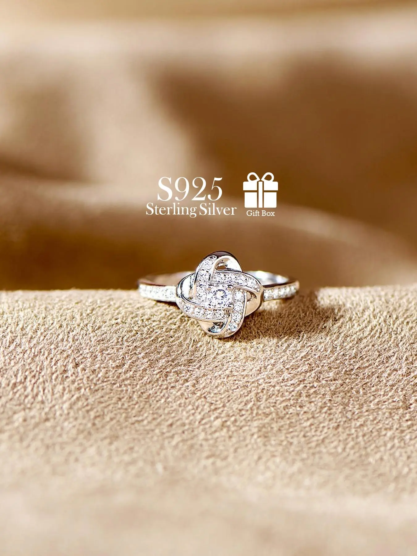 925 Sterling Silver Fashion Artificial Zircon Inlaid Ring, Round Cut Rings, Fashion Rings, Fashion Jewelry for Party, Daily Clothing Decor, Trendy All-match & Exquisite Jewelry for Birthday Gift