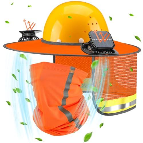 1 Set Sun Hard Hat Shade Outdoor Full Brim Hard Hat Sun Visor with Solar Fans and Neck Sunshade Cover High Visibility Full Brim Mesh with Reflective Strip suitable for Parents Workers Daily Wear Summer Protective Accessories Summer Protection Accessories