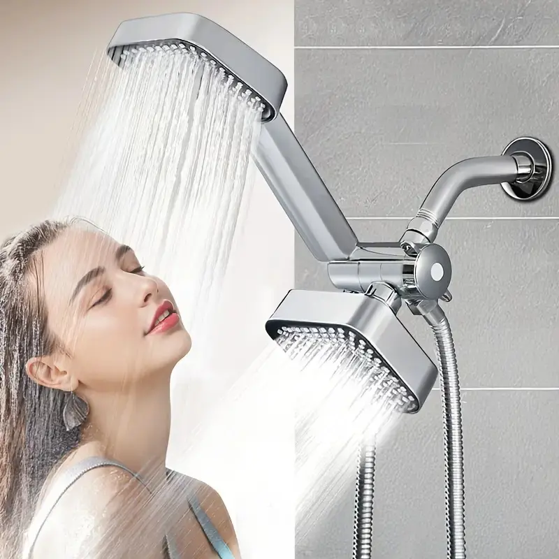 Hotel Spa 3-Way High Pressure Luxury Shower Head Handheld Combo with Water Saving Economy Mode Chrome Finish