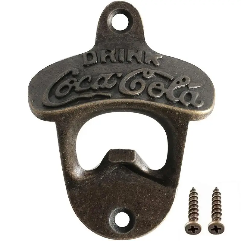 Vintage Metal Bottle Opener, 1 Count Retro Wall Mounted Beverage Opener, Manual Bottle Cap Remover for Home Kitchen Party
