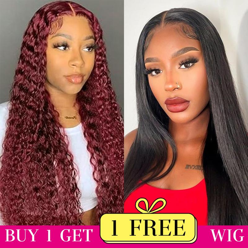 [Combo sale 22"&22"]buy 1 get 2 wig"22 lnch 13x4 Jerry curly 4/27 Hair Lace Front Wigs +13x4 22lnch Body wave Human Hair Hair Pre Plucked HD TransparentLaceFrontalHuman Hair Wigs 180% Density