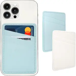 Adhesive Card Holder for Phone Case, Phone Card Holder Leather, Dual Phone Wallet Stick On for iPhone, Android Cell Phones