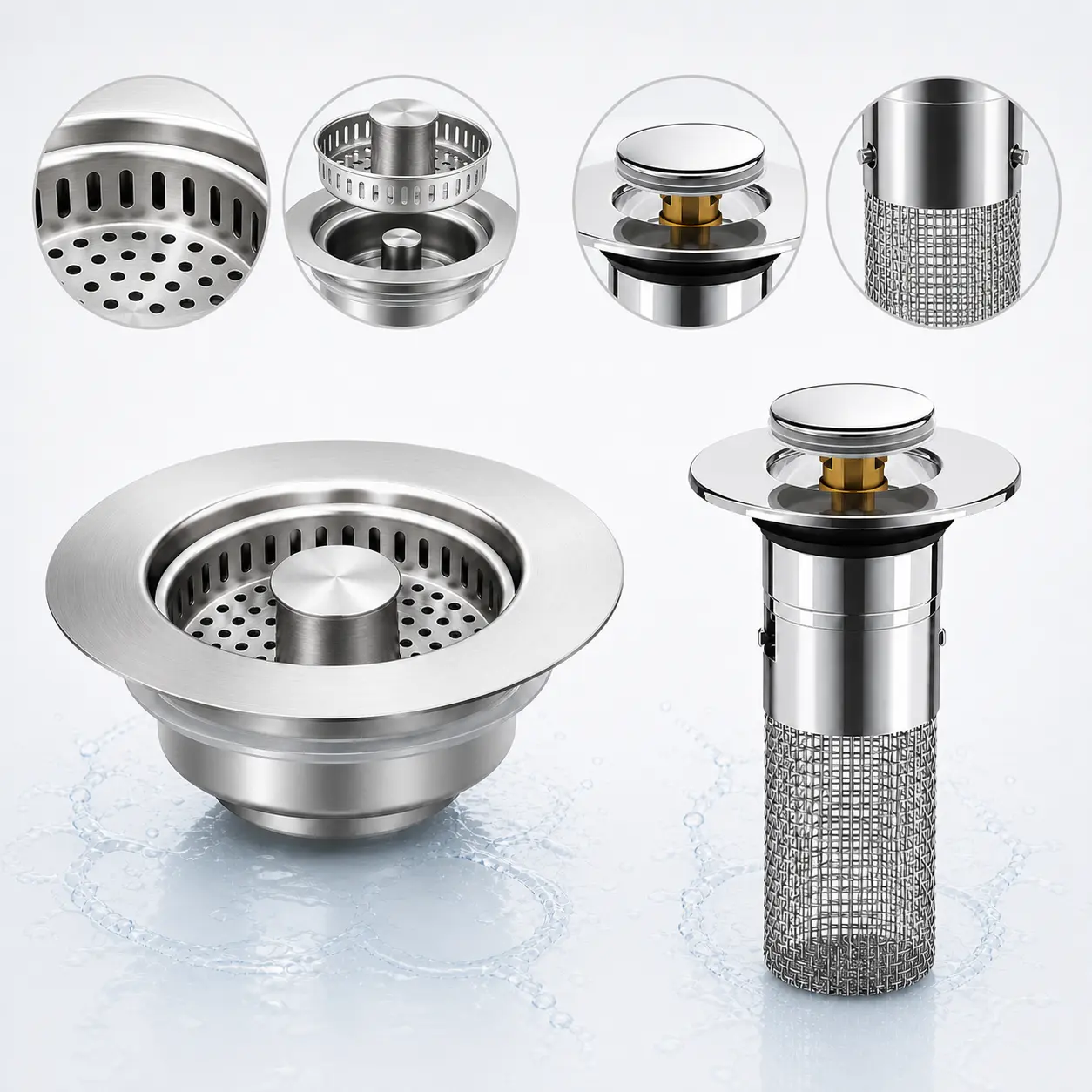 Stainless Steel Bathroom Sink Hair Catcher - Removable Mesh Strainer for Filtering Hair & Soap Scum, Easy Installation, Reliable, Fits 0.8-1.3 Inch Standard Holes, Ensures Clog-Free Flow & Faster Sink Cleanup