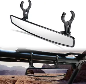 Nilight UTV Rear View Mirror 15 inch Wide Clear Convex Center Mirror with 3/4 1.75 or 2 inch Clamps for Polaris RZR PRO XP R Pioneer Can Am Commander Maverick Kawasaki Field Of Vision Roll Bar Cage Safety Adjustable spot car